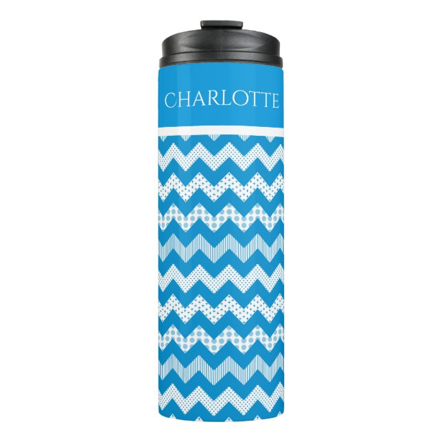 Blue Chevron Custom Thermal Tumbler (Front)