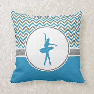 Blue Chevron Dancer Personalised Cushion