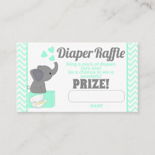 Blue Chevron Elephant Diaper Raffle Tickets #330 Enclosure Card