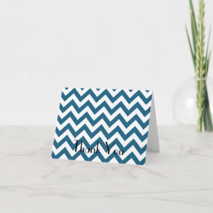 Blue Chevron Folded Thank You Card