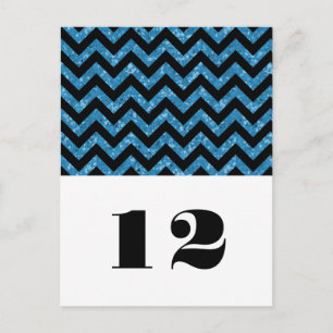 Blue Chevron Glitter Table Postcard