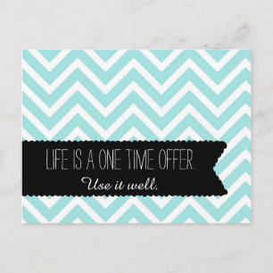 Blue Chevron LIFE Quote - Motivational - Postcard