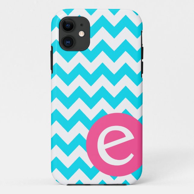 Blue chevron monogram iPhone case cover (Back)