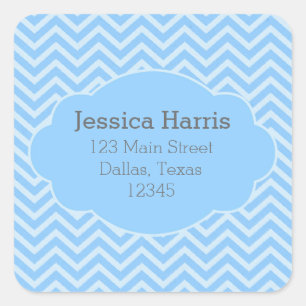 Blue Chevron Paper Address Label Sticker