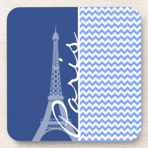 Blue Chevron; Paris Coaster