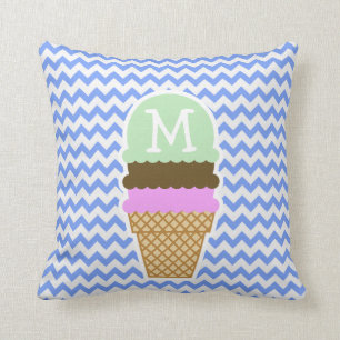 Blue Chevron Pattern; Ice Cream Cone Cushion