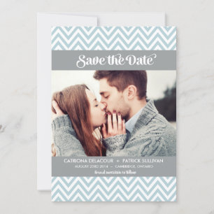 BLUE CHEVRON PATTERN   SAVE THE DATE ANNOUNCEMENT
