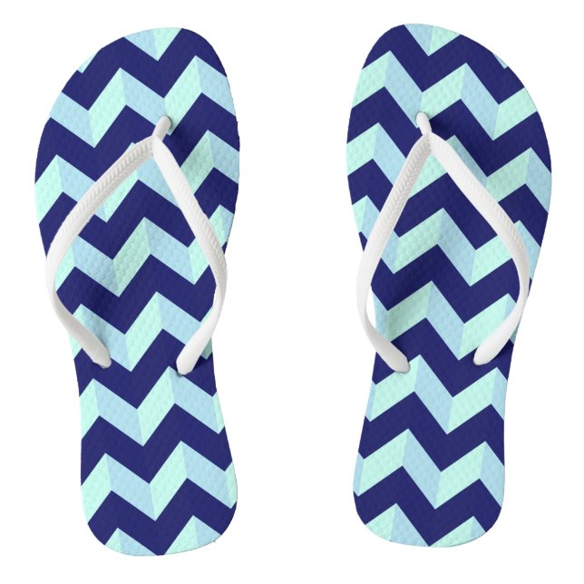 Blue Chevron Pattern Thongs (Footbed)