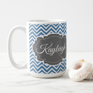 Blue Chevron Personalised Coffee Mug