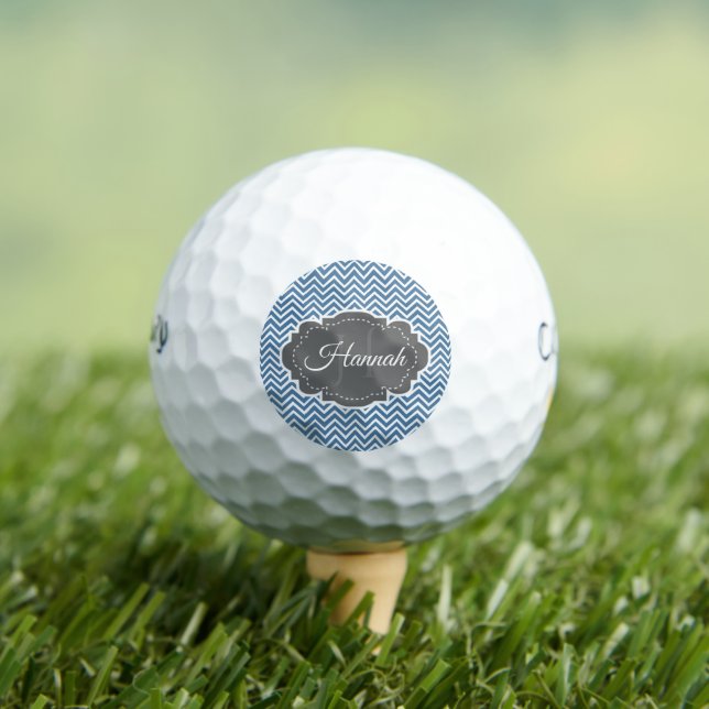 Blue Chevron Personalised Golf Balls (Insitu Tee)