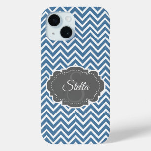 Blue Chevron Personalised iPhone Case