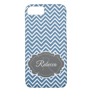 Blue Chevron Personalised iPhone Case
