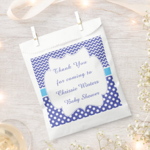 Blue Chevron & Polka Dot Baby Shower Party Favour Bag