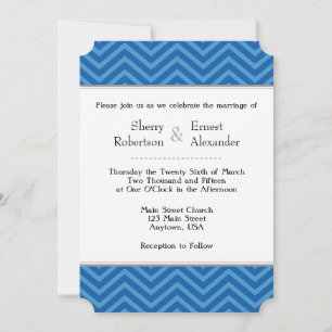Blue Chevron Wedding Invitations