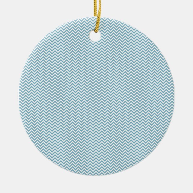 Blue Chevron with Monogram Ceramic Tree Decoration (Front)
