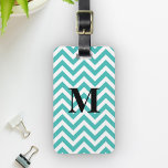 Blue Chevron with Monogram Luggage Tag<br><div class="desc">Personalise this elegant product with your initials !</div>