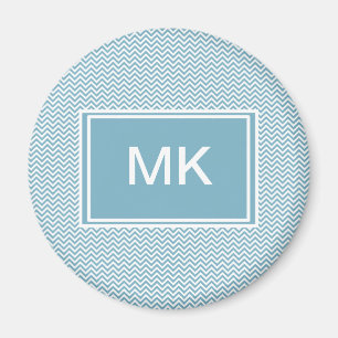 Blue Chevron with Monogram Magnet