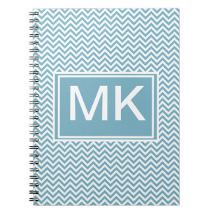 Blue Chevron with Monogram Notebook