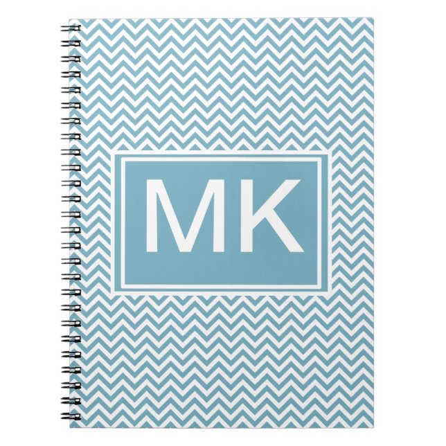 Blue Chevron with Monogram Notebook (Front)