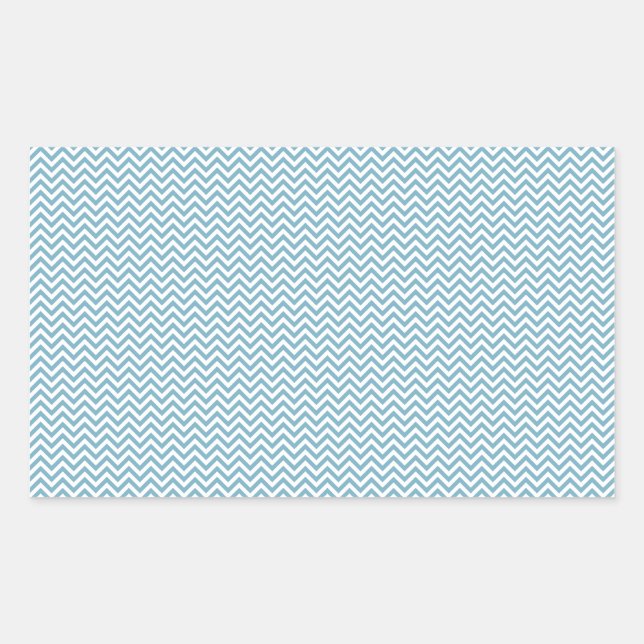 Blue Chevron with Monogram Rectangular Sticker (Front)