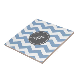 Blue Chevron with Monogram Tiles
