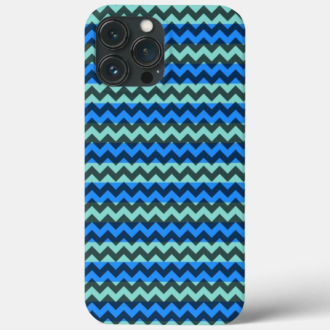 Blue Chevron Zigzag Case-Mate iPhone Case (Back)