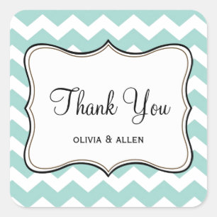 Blue chevron zigzag pattern thank you favour tag