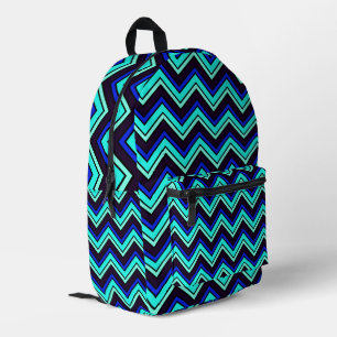 Blue chevron zigzag patterned printed backpack