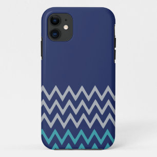 Blue chevron zigzag stripes zig zag preppy pattern iPhone 11 case
