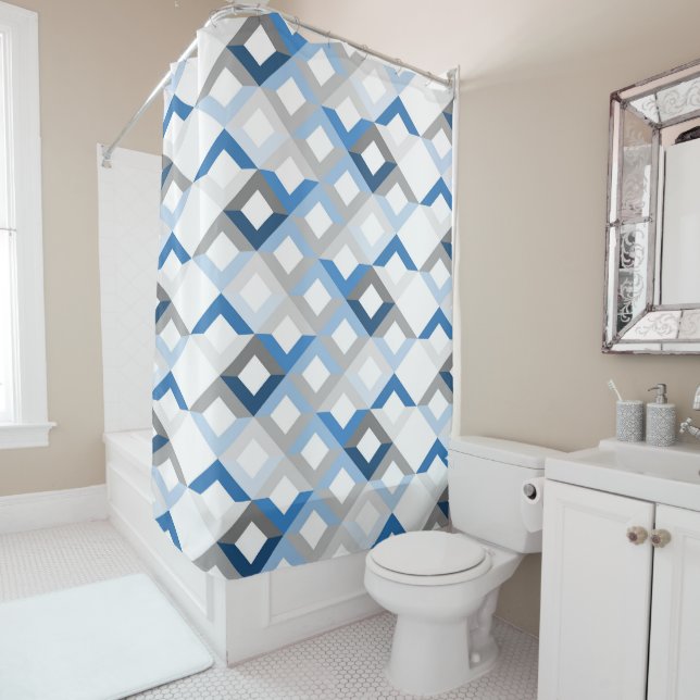blue chevrons  shower curtain (In Situ)