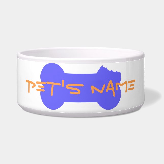 Blue Chewed Bone Personalised Dog Bowl 6 (Front)