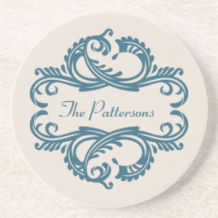 Blue Chic Damask Coaster