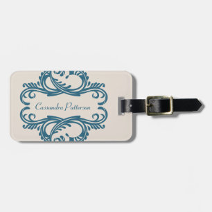 Blue Chic Damask Luggage Tag