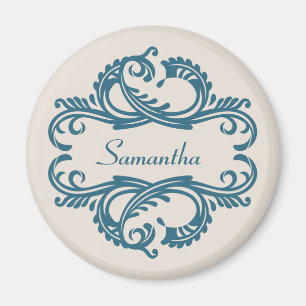 Blue Chic Damask Magnet