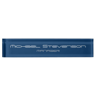 Blue Chic Elegant Modern Desk Nameplate