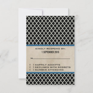 Blue Chic Quatrefoil Response Card