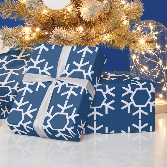 Blue Chic Snowflake Wrapping Paper (Holidays)