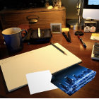 blue chicago skyline paperweight