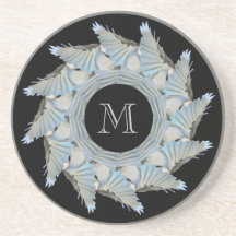 Blue Chickadee Monogrammed Coaster