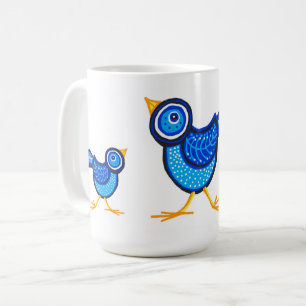 Blue chicks and mother hen coffee mug