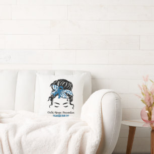 Blue Child Abuse Prevention Awareness Blue Messy Cushion