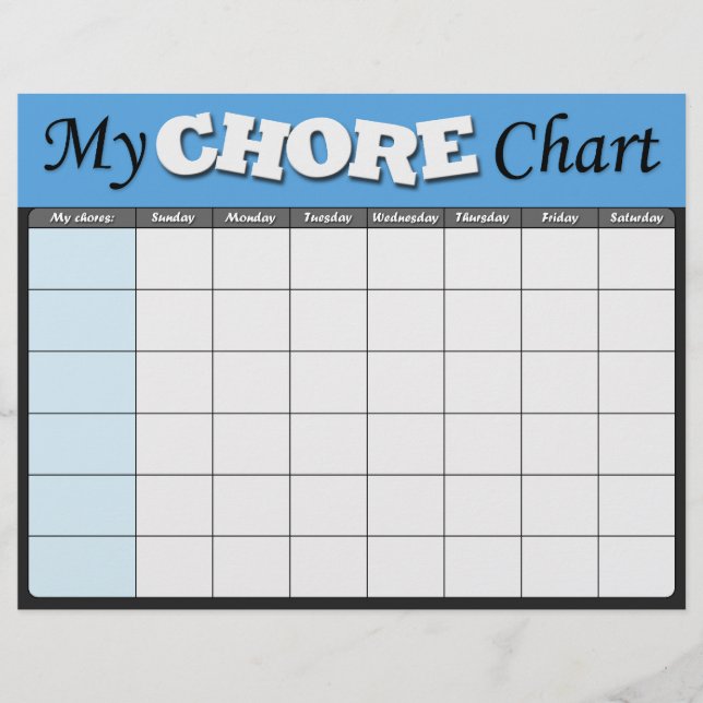 Blue Children's Chore Charts Flyer (Front)
