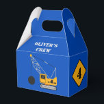 Blue Children's Construction Birthday Paper  Favour Box<br><div class="desc">Celebrate your young foreman's special event with a construction themed party. Simple party paper favour box with construction theme. Fully personalizable and available in three bright youthful colours. Contact us for assistance in personalising or customising to your need.</div>