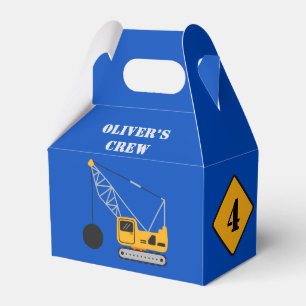 Blue Children's Construction Birthday Paper Favour Box