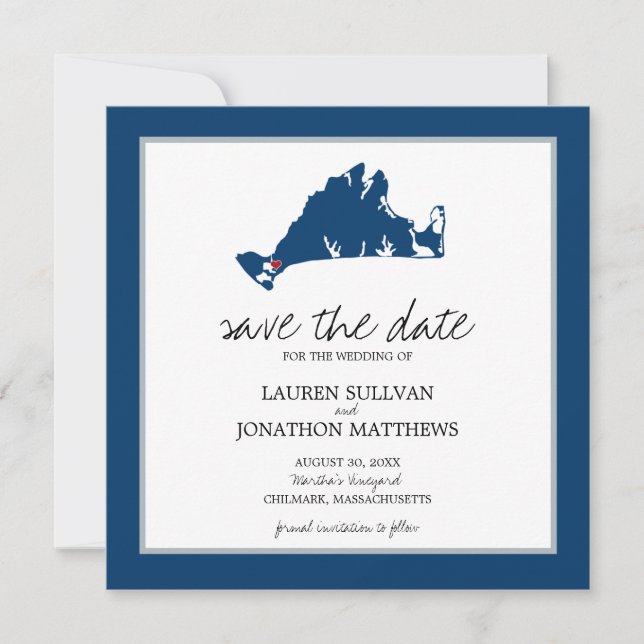 Blue Chilmark Martha's Vineyard Save the Date (Front)