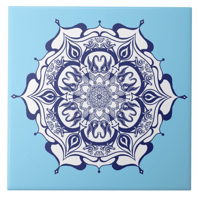 Blue china design.  What do you see Ceramic Tile (Front)