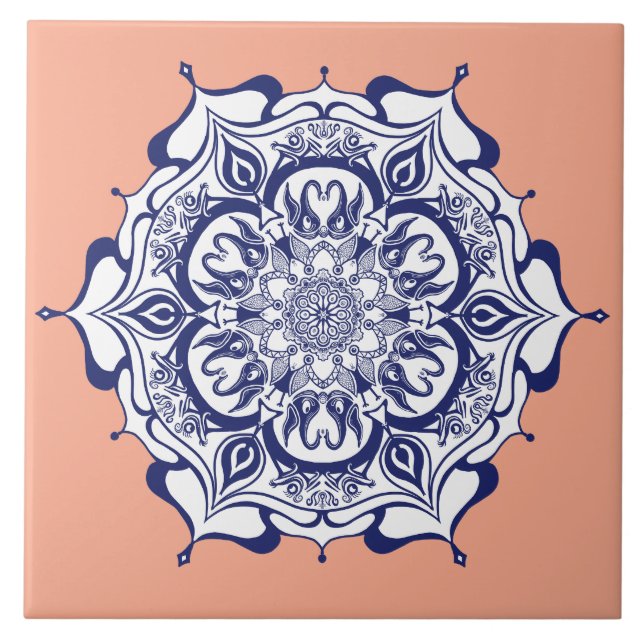 Blue china design.  What do you see Ceramic Tile (Front)