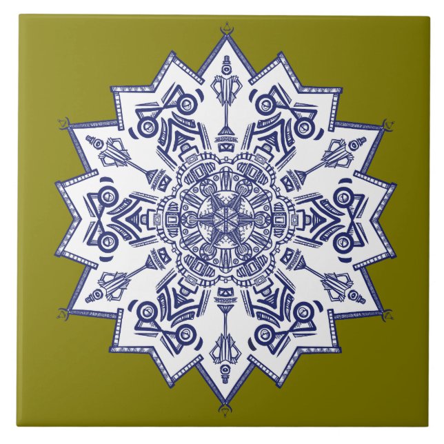 Blue china design.  What do you see Ceramic Tile (Front)