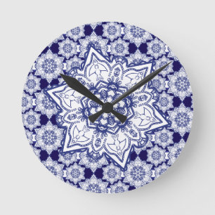 Blue china monsters round clock