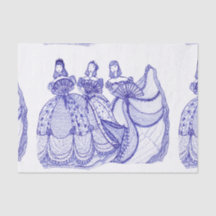 Blue China Pattern Tissue Paper
